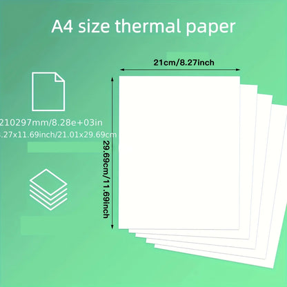 100-200 Sheets A4 Thermal Paper 8.27x11.69" - Portable Thermal Printer Only, No Electronics, Not for Laser/Inkjet