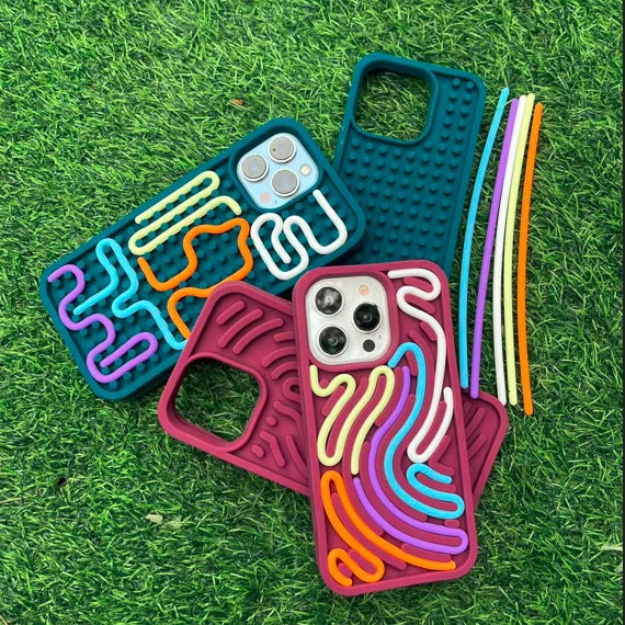 Funny Stuff DIY Brain-training Toys Phone Case for iPhone 12 13 14 15 16 Pro Max Soft Silicone Reliver Stress Creative Cover