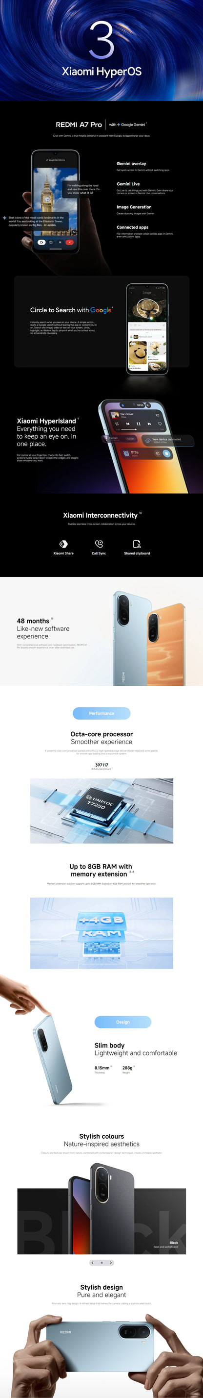 Global Version Xiaomi Redmi A7 Pro Smartphone 6000mAh Battery 6.9" 120Hz Display 13MP Camera Xiaomi HyperOS Xiaomi Cellphone