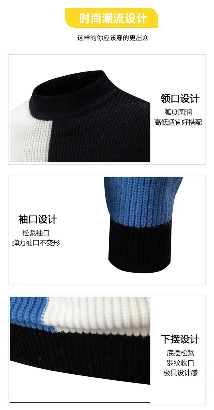 New Autumn and Winter Casual Warm Neck Sweater Knit Pullover Tops  Man Clothes