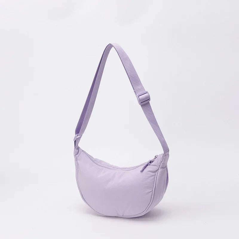 Nylon fabric zipper crossbody bag for men and women, crescent-shaped dumpling bag under the armpits, large capacity