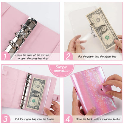 NEW A6 Money Budget Planner Binder With Zipper Envelopes, Cash Envelopes For Budgeting, Money Organizer For A6 Cash Budget Binde