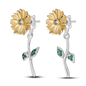 925 Sterling Silver Earrings Jewelry Hoop Flower Ear Studs Campanula Sparkling Pave Earring Wedding Gift For Women Anniversary