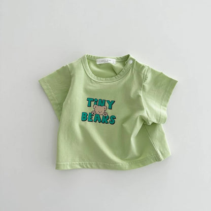 Summer Newborn Infant Baby Girls English Bear Printing Pullover T-Shirt Kids One-Piece Fashion Baby Clothing