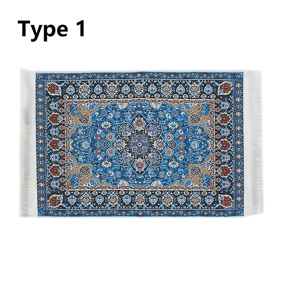 Turkish Style Miniature Weaving Rug Playing House Floor Coverings Dollhouse Carpet  1:12 Scale Doll Accessories