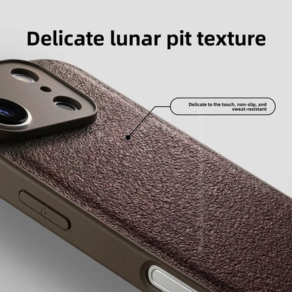 Business Moon Pit Texture Phone Case, Solid Color Full‑Coverage Shockproof Protective Cover for iPhone 17 Pro Max 16 15 14 13 12