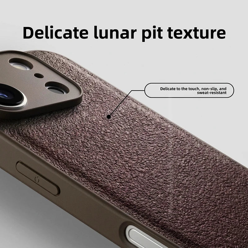 Business Moon Pit Texture Phone Case, Solid Color Full‑Coverage Shockproof Protective Cover for iPhone 17 Pro Max 16 15 14 13 12