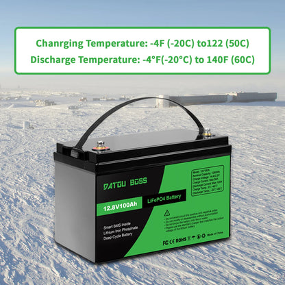 DATOUBOSS 12V100Ah Deep Cycle Lithium Iron Phosphate Battery Built-in Intelligent BMS For RV Golf Cart Boat Solar System NO TAX