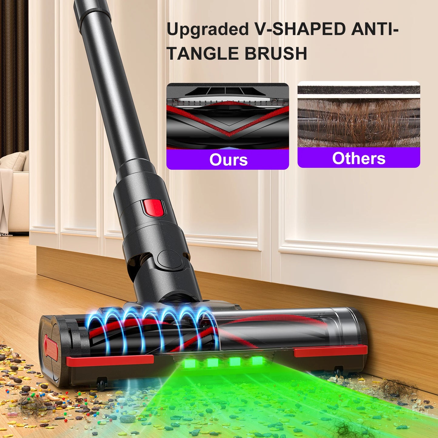 Lubluelu G11 Cordless Vacuum Cleaner 50KPA 50mis Long Running Time Floor Brush Automatically Combs the Hair to Prevent Tangling