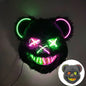 LED Bloody Rabbit Mask Glowing Killer Black Bear Mask Halloween Dance Party Cosplay Costume Props Assassinated Plush Rabbit Mask