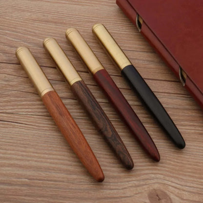 High Quality Copper WOOD RollerBall Pen brass Ebony spinning Red gold BALL POINT PEN Stationery Office school supplies Writing