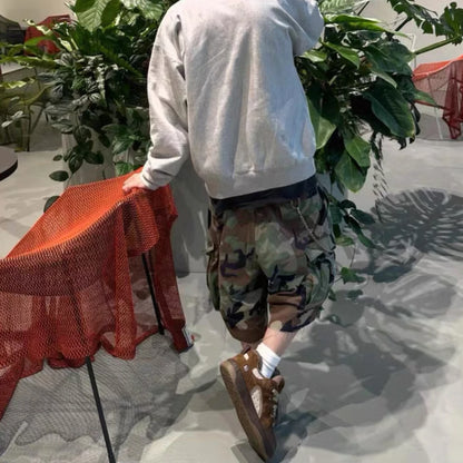 M65 Silhouette Camouflage Cargo Cropped Shorts for Men Wide Leg Patchwork Baggy Summer Shorts Oversized Loose Over Knee Pants