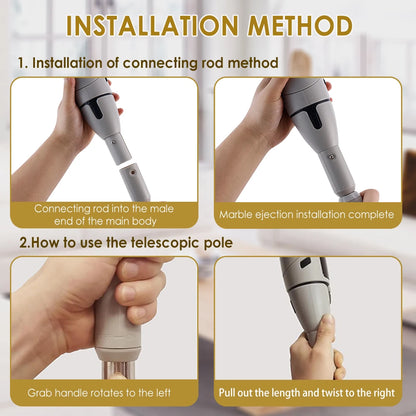 Rechargeable Electric Spin Scrubber, 3 Speed Settings, with Extendable Handle and Voice Prompts, for Whole House Clean