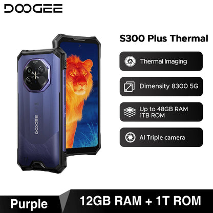 World Premiere DOOGEE S300 Plus Thermal 5G Rugged Phone Thermal Imaging 12GB 1TB 6.78'' Screen 11000mAh Android 16 Mobile Phone
