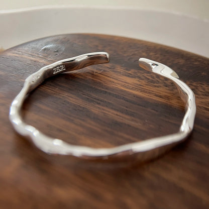 100% Solid 925 Sterling Silver Metal Bracelet for Women Men Vintage Handmade Simple Birthday Gift S-B451