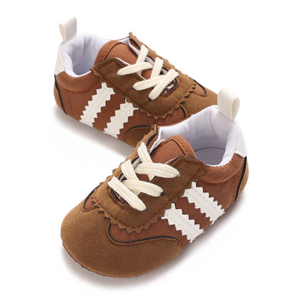 Spring and Autumn Fashion Stripes 0-1 Baby Shoes Baby Shoes Step Front Shoes Rubber Bottom Anti Slip Sneakers