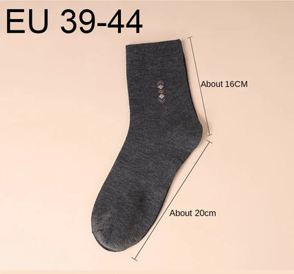 5 Pairs/Lot Men's Fashion Thickened Socks Four Seasons Leisure Breathable Deodorant Mid Tube Cotton Socks High Quality EU 38-44