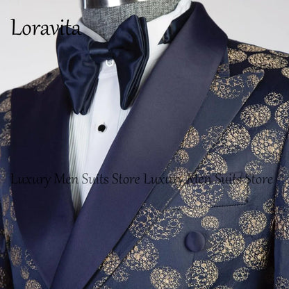 Customized Tuxedo Luxury Beaded Men Suits 2 Pieces Sets Male Dinner Party Blazers Slim Fit Groom Prom Terno Masculinos Completo