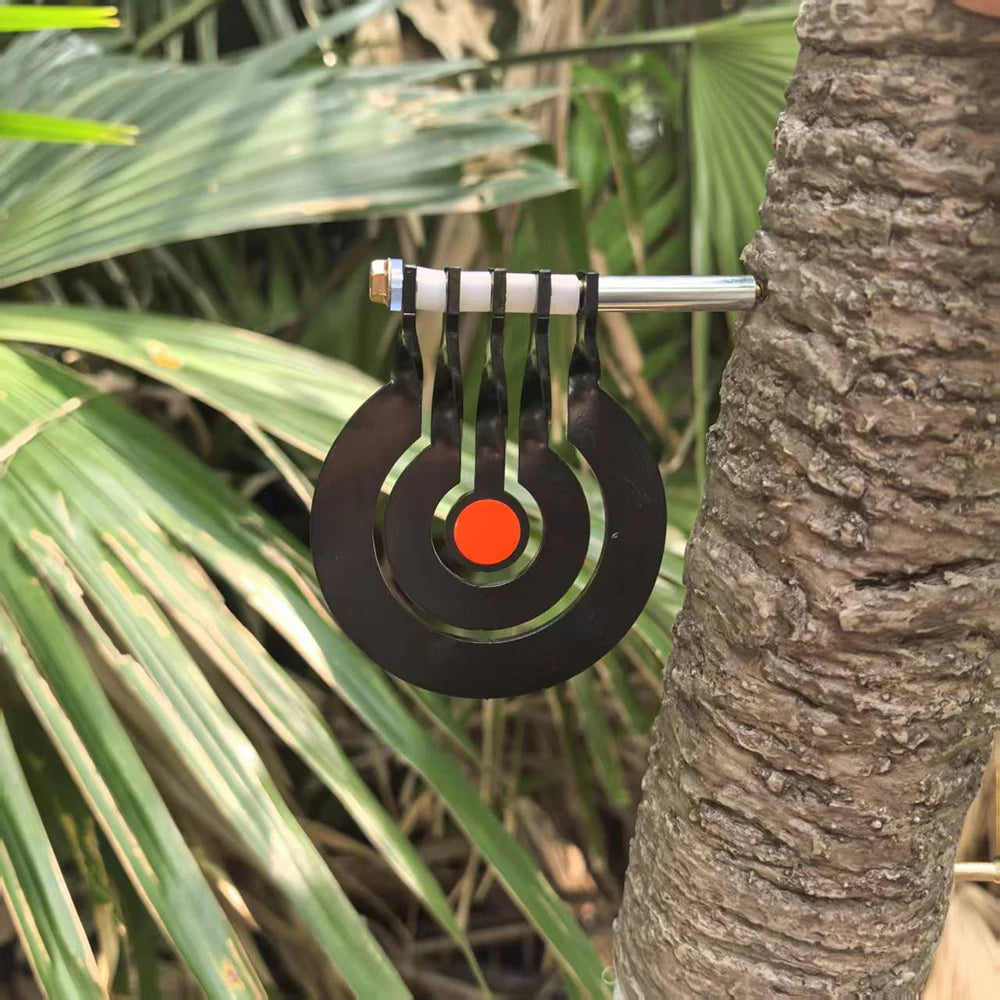 1Z-Shooting Practice with A Three - Ring Tree - Inserted Rotating Pendulum Target Made of 3 - Millimeter - Thick Metal