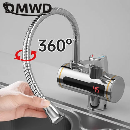 DMWD Tankless Electric Hot Water Heater Universal Hose Faucet Kitchen Instant Heating Tap Water Heater LED Temperature Display