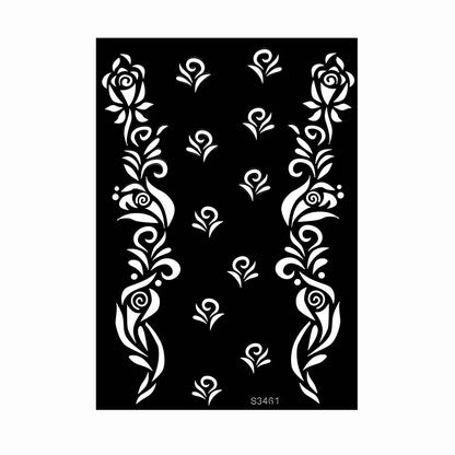 Flower Tattoo Stencil Reusable Henna Template for Hand and Body Henna Tattoo Design for Wedding Festival Party Tattoo Tools