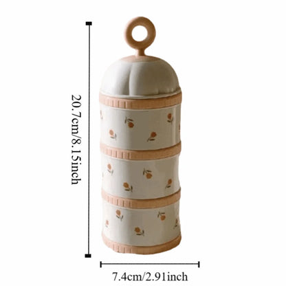 3 Layers Baby Milk Powder Box Cartoon Bear Tulip Portable Formula Dispenser Non-Spill Stackable Infant Food Tank Toddler