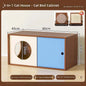 Triple-Function Cat House with Litter Box & Storage,Human-Pet Shared Furniture,Cat Tree Hut, Indoor Cat Den,Multi-Level Cat Fort