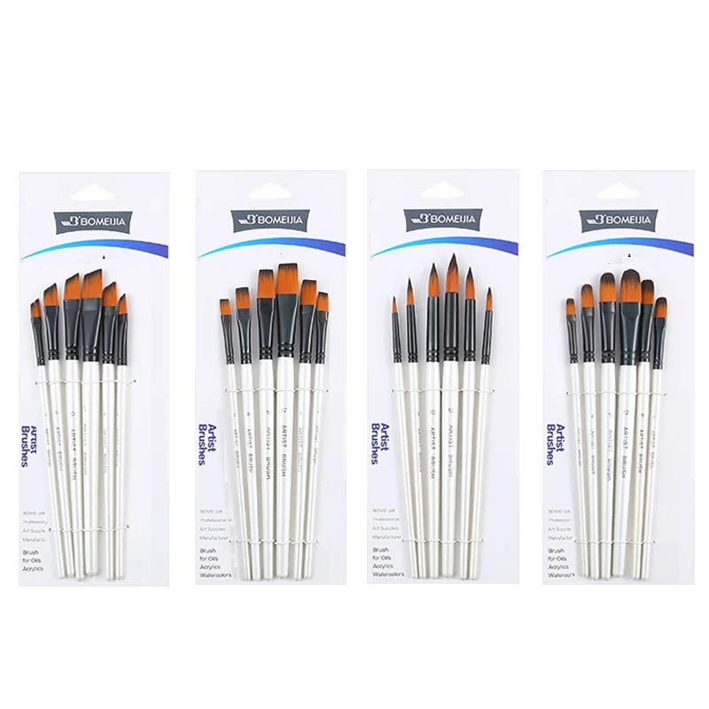 BOMEIJIA Paint Brushes Set Round Flat Angle Filbert Arylic Watercolor Oil Gouache Brush