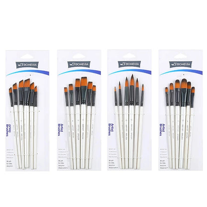 BOMEIJIA Paint Brushes Set Round Flat Angle Filbert Arylic Watercolor Oil Gouache Brush
