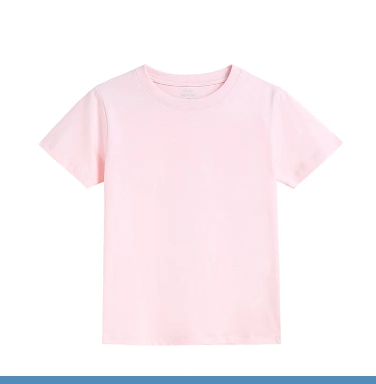 2-16 Years Summer Kids Boys Girls T-shirts Solid Cotton Breathable Teenager Short Tops Children's Tees Casual Shirt Baby Clothes