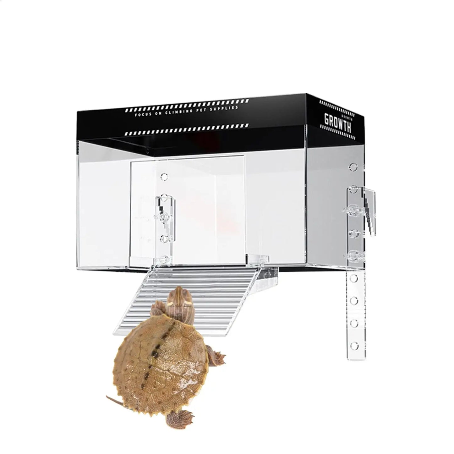 Over Tank Turtle Basking Land Pet Turtle Tank Basking Dock with Lid Reptile Resting Land Aquatic Turtle Basking Platform