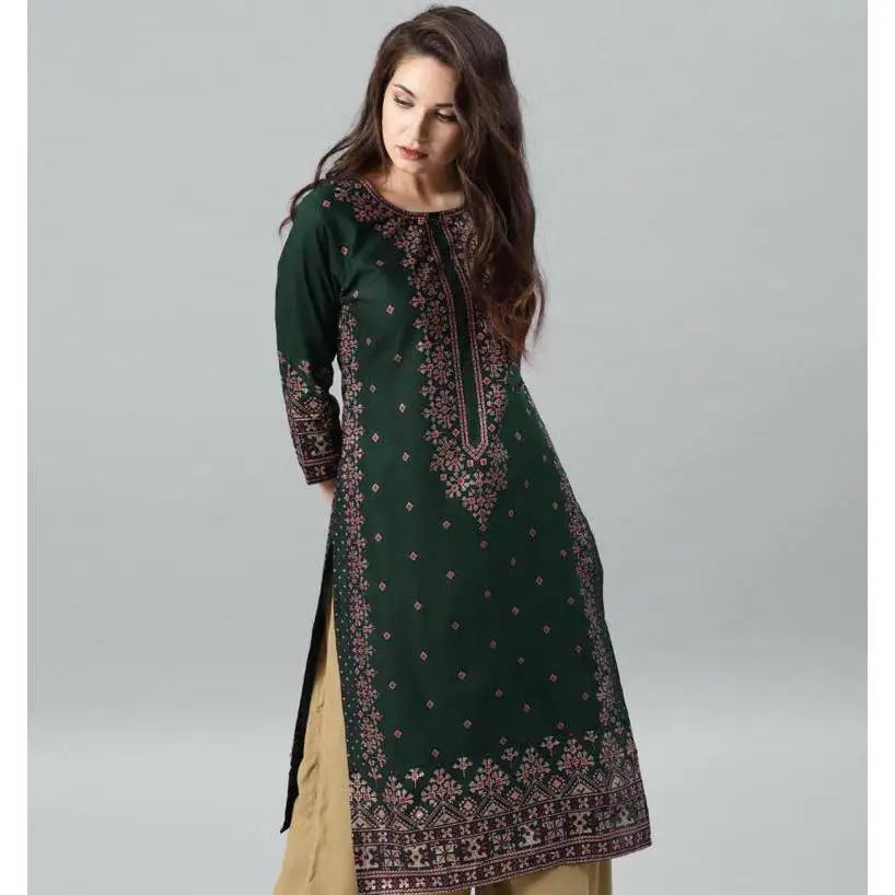 Women Kurt Casual Dress Long Sleeve Straight Casual Ethnic Flower Mandarin O-Neck Round Regular Size 3D Design Suitable.