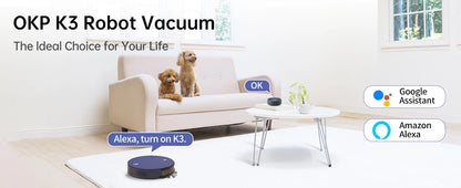 OKP K3 Robot Vacuum Cleaner 2000Pa Strong Suction 120 min autonomy,5 Cleaning mode home appliance for Hardfloor and Carpet