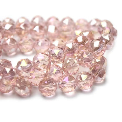 6/8/10mm Sizes Faceted Glass Beads Pink Blue Plating Clear Crystal Earth Beads 96-faceted Faceted Cut Style Jewelry Making Beads