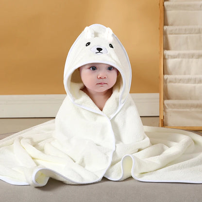 1 Cute Cartoon Animal-Shaped Multifunctional Large Towel for Infants and Toddlers, Made of Soft Coral Fleece Fabric, Polyester Material, Quick-Drying and Water-Absorbent Design, Can Be Used as a Bath Towel, Blanket, or Bathro
