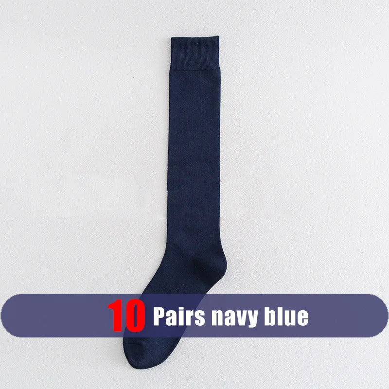 Men Long Socks Knee High Cotton Solid Business Soft Elastic Party Dress Formal Gentleman Stocking Four Seasons Sokken Brand