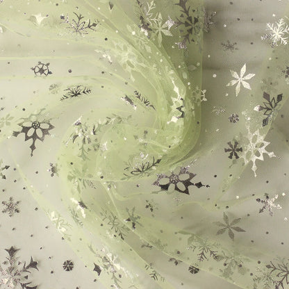Silver Snowflake Tulle Mesh Fabric Girl Doll Dress Christmas party wedding Decration DIY Sewing Cloth accessories