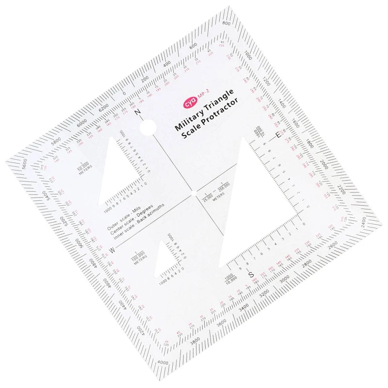 5x5'' Military MGRS Coordinate Scale Map Reading and Land Navigation Topographical Map Scale Protractor 3 Kinds of Scale