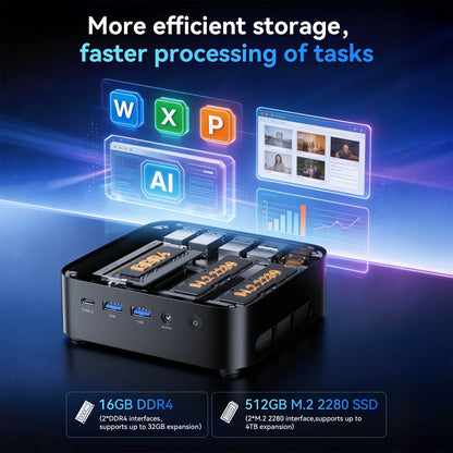 ACEMAGIC K1 MINI PC AMD Ryzen Embedded R2544 16GB LPDDR4 RAM 512GB SSD Windows 11 Pro MINI Computer Wifi5 BT4.2 4K Triple Display