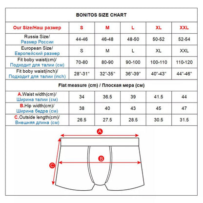 4pcs Cotton Boxer Shorts Soft Men's Panties BONITOS Letter Waistband Men Underpants Boxer Briefs Sexy Underwear for Man Boxers
