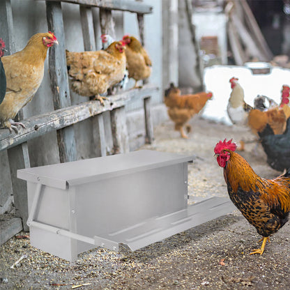Automatic Feeder, Feeding Trough with Automatic Pedal & Mouse Protection Lid, 5KG/10KG Chicken Feeder for Farm Animals