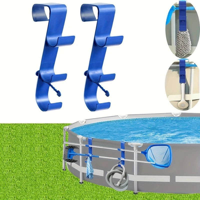 Pool Leaf Skimmer Net Holder Adjustable Telescopic Pole Hanger Above Ground Pool Outdoor Hot Tub Poolside Cleaning Accessories
