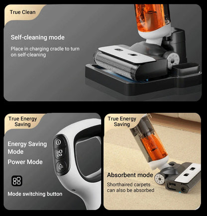 DIVEDEER 15000Pa Wireless Wet Dry Vacuum Cleaner Smart Cordless Mop Floor Cleaner Self-Cleaning Auto Suction Floor Washer