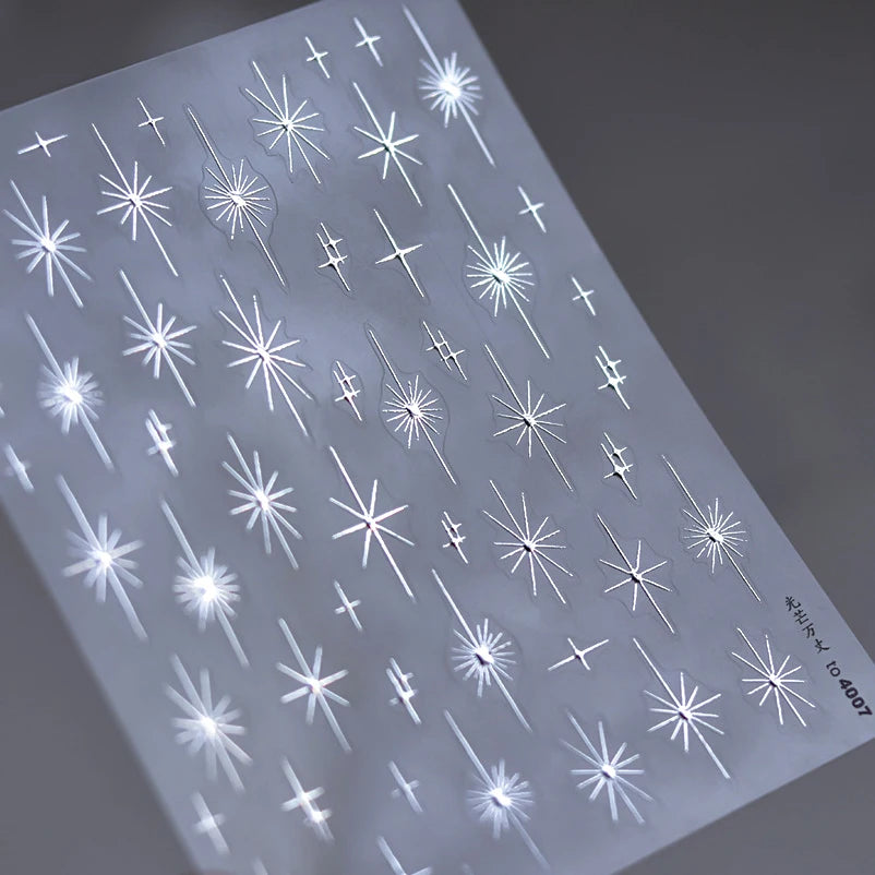 Gold Silver Starlight Laser Pink Colorful Glitter Star Bronzing Rhinestones Relief Nail Art Decorations Stickers Manicure Decals