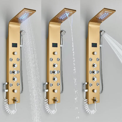 Black LED Light Shower Faucet Bathroom SPA Massage Jet Shower Column System Waterfall Rain Shower Panel Bidet Sprayer Tap