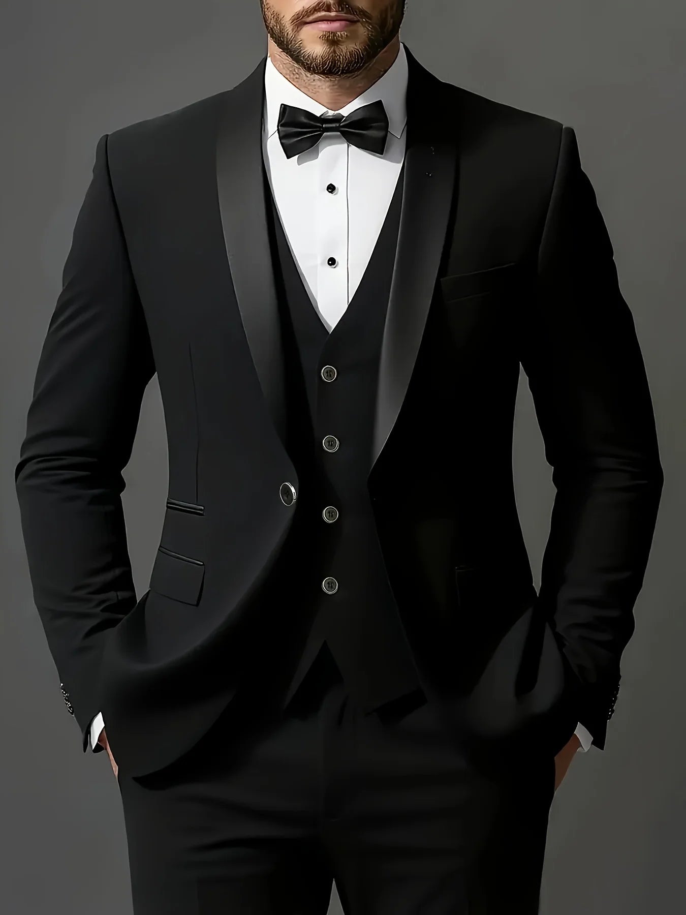 Men's 3pcs Suit Set, Jacket + Vest + Pants, Fashionable High-Quality, Suitable for Weddings, Parties and Formal Occasions