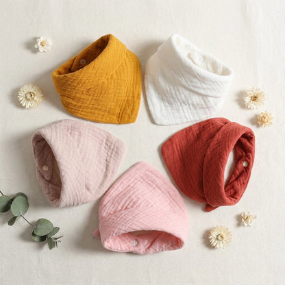 5 Pcs Baby Feeding Drool Bibs Saliva Towel for TRIANGLE Scarf Bandana Soft Cotton Bib Adjustable Snap Button Burp Cloth for Boys