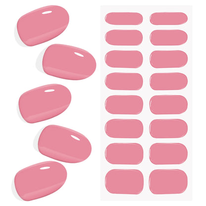16Tips UV Semi-Cured Gel Nail Wraps Sticker 5D Pure Color Full Cover UV Lamp Gel Sticker Long-Lasting Nail Extension Patch Strip