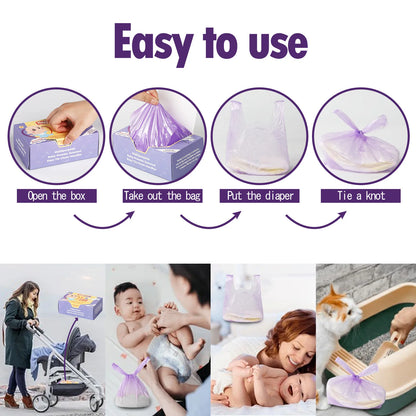 Portable Nappy Bags Disposable Scented Leak-proof Odor Removing Garbage Bag for Feminine Products Diaper Disposal Pet Waste Bags