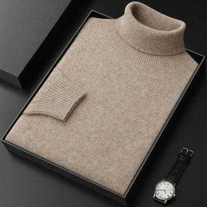 Men's Turtleneck 100% Cashmere Sweater Autumn Winter Basic Long Sleeve Pullover Cashmere Knitwear Soft Warm Comfy Clothing